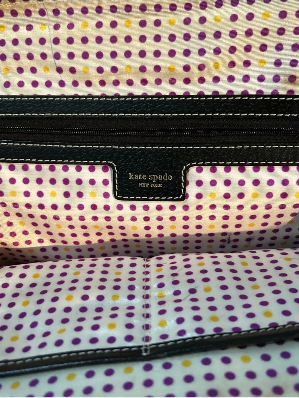 kate spade black leather dome satchel with gold hardware